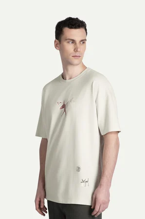 Krem Erkek Oversize / Relax Tişört - %100 Pamuk | (Felmor)