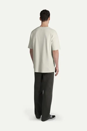 Krem Erkek Oversize / Relax Tişört - %100 Pamuk | (Felmor)