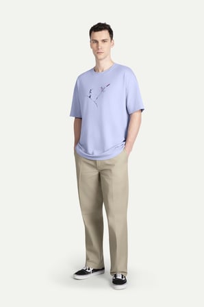 Mor Erkek Oversize / Relax Tişört - %100 Pamuk | (Fralim)