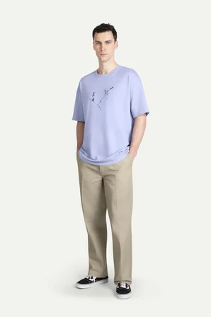 Mor Erkek Oversize / Relax Tişört - %100 Pamuk | (Fralim)