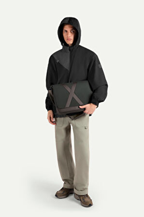 Unisex Yatay Postacı Çantası - Nevend - Asphalt