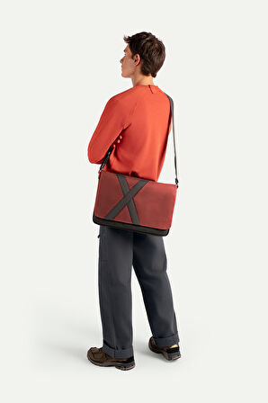 Unisex Yatay Postacı Çantası - Nevend - Brick