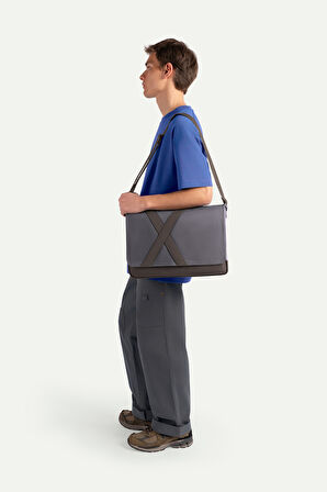 Unisex Yatay Postacı Çantası - Nevend - Plum