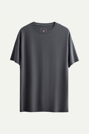 Erkek Oversize/ Relax Fit Basic T-Shirt - Plum