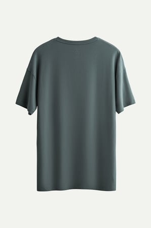 Gri Erkek Oversize / Relax Basic Tişört - %100 Pamuk | (Relax - Storm)