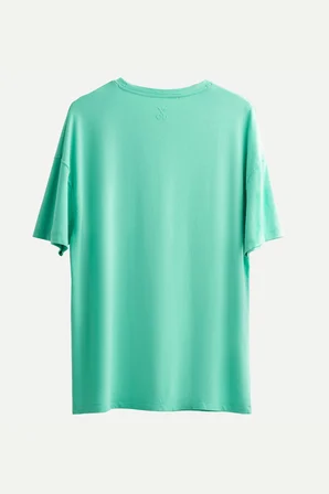 Turkuaz Erkek Oversize / Relax Basic Tişört - %100 Pamuk | (Relax - Turquois)