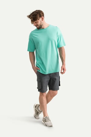 Turkuaz Erkek Oversize / Relax Basic Tişört - %100 Pamuk | (Relax - Turquois)