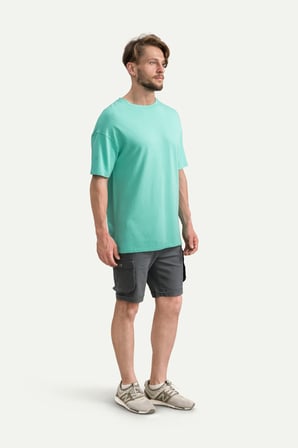 Turkuaz Erkek Oversize / Relax Basic Tişört - %100 Pamuk | (Relax - Turquois)