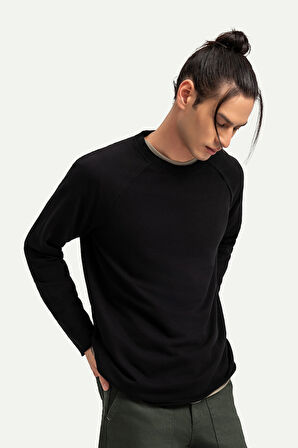 Unisex Basic Çift Taraflı Sweatshirt - Lyuga - Tar