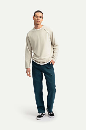Unisex Basic Çift Taraflı Sweatshirt - Lyuga - Bone