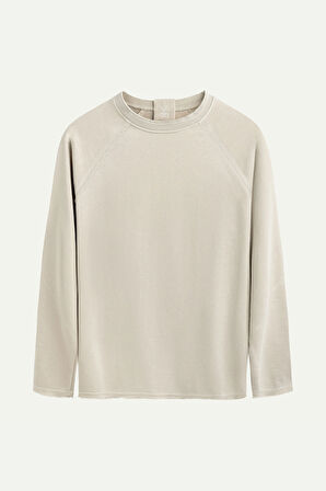 Unisex Basic Çift Taraflı Sweatshirt - Lyuga - Bone