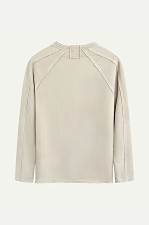 Unisex Basic Çift Taraflı Sweatshirt - Lyuga - Bone