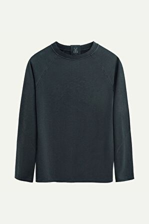 Unisex Basic Çift Taraflı Sweatshirt - Lyuga - Raven