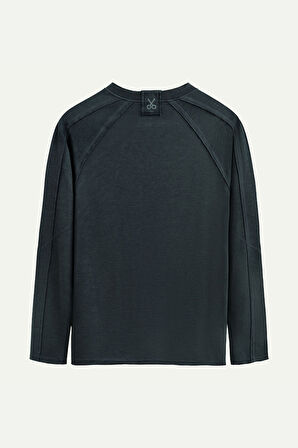 Unisex Basic Çift Taraflı Sweatshirt - Lyuga - Raven
