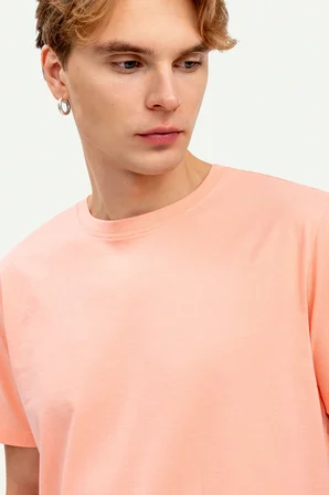 Pembe Erkek Regular Basic Tişört - %100 Pamuk | (Regular - Canyon)