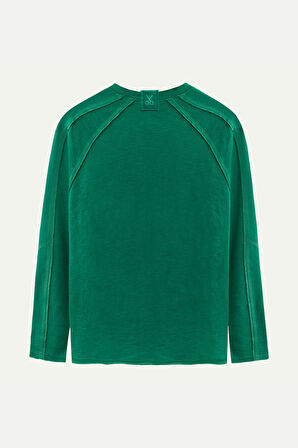 Unisex Basic Çift Taraflı Sweatshirt - Lyuga - Forest Shade