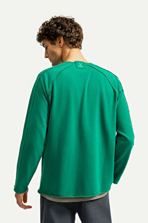 Unisex Basic Çift Taraflı Sweatshirt - Lyuga - Forest Shade