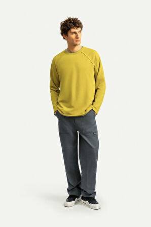 Unisex Basic Çift Taraflı Sweatshirt - Lyuga - Moss