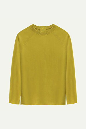 Unisex Basic Çift Taraflı Sweatshirt - Lyuga - Moss