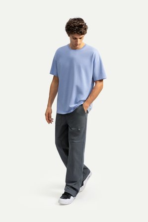 Mor Erkek Oversize / Relax Basic Tişört - %100 Pamuk | (Relax - Jellyfish)
