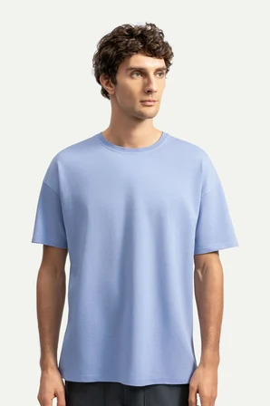 Mor Erkek Oversize / Relax Basic Tişört - %100 Pamuk | (Relax - Jellyfish)
