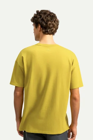 Sarı Erkek Oversize / Relax Basic Tişört - %100 Pamuk | (Relax - Moss)
