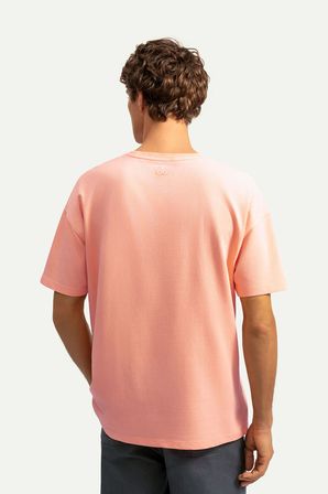 Pembe Erkek Oversize / Relax Basic Tişört - %100 Pamuk | (Relax - Canyon)