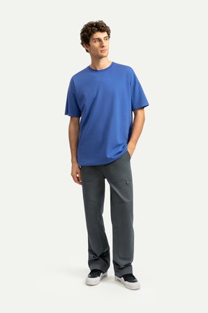 Mavi Erkek Oversize / Relax Basic Tişört - %100 Pamuk | (Relax - Comet)