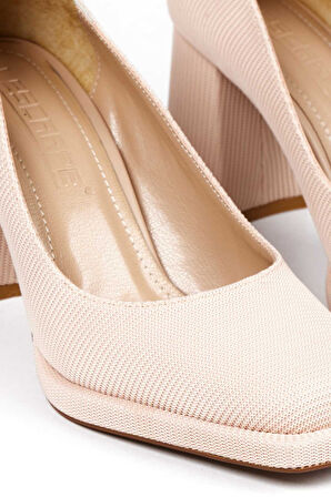 Bestello Tekstil Detaylı Neolit Taban Kalın Topuklu 281-0003 Kadın Ayakkabı