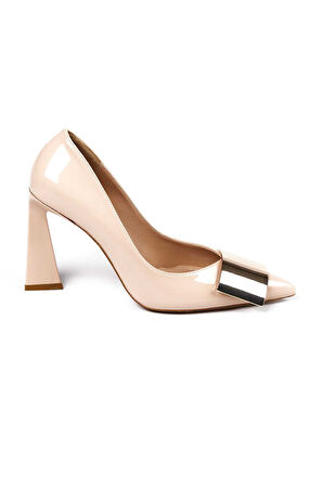 Bestello Tokalı Sivri Burun Neolit Taban Kalın Topuklu 281-5091 Kadın Ayakkabı