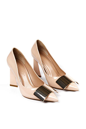 Bestello Tokalı Sivri Burun Neolit Taban Kalın Topuklu 281-5091 Kadın Ayakkabı