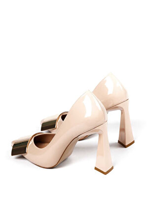 Bestello Tokalı Sivri Burun Neolit Taban Kalın Topuklu 281-5091 Kadın Ayakkabı