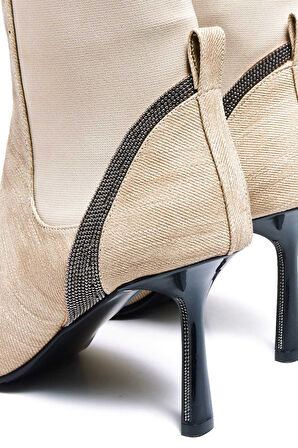 Bestello Taşlı Sivri Burun Neolit Taban Topuklu Bot 281-139 Kadın Bot