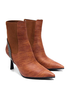 Bestello Taşlı Sivri Burun Neolit Taban Topuklu Bot 281-139 Kadın Bot