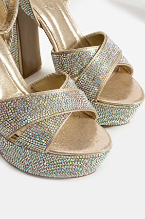 Bestello Çapraz Bantlı Neolit Taban Kalın Topuklu Ayakkabı 331-591 Kadın Ayakkabı