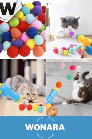 Özel Tasarım Evcil Hayvan Eğlenceli Top Atan Tabancalı Hareketli İnteraktif Kedi Oyuncağı Seti