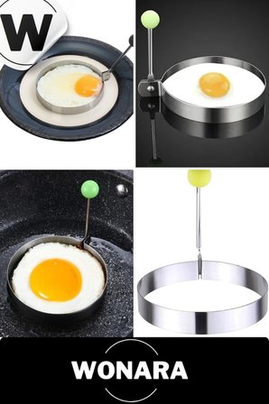 Premium Seri Yapışmaz Kaplamalı Dayanıklı Şık Tasarımlı Yuvarlak Metal Omlet ve Krep Kalıbı 5 Adet