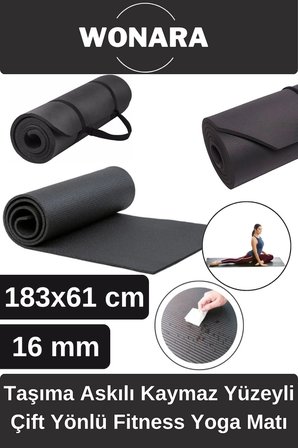 Pratik Taşıma Askılı Kaymaz Yüzeyli Çift Yönlü Fitness Yoga Matı Kamp Çadır Spor Minderi 183x61 Cm
