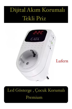 Premium Dijital Akım Korumalı Tekli Priz TV Bilgisayar Led Göstergeli Ekran Çocuk 4000 Watt Güvenli