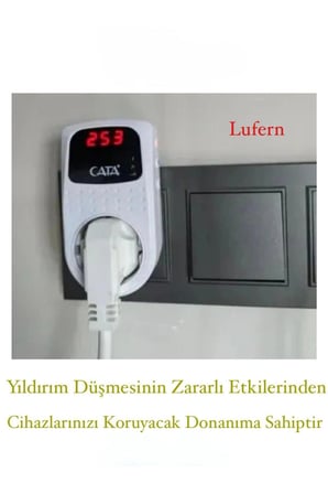 Premium Dijital Akım Korumalı Tekli Priz TV Bilgisayar Led Göstergeli Ekran Çocuk 4000 Watt Güvenli