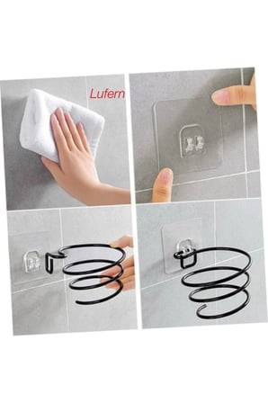 Dayanıklı Saç Kurutma Makinesi Fön Tutucu Askı Banyo Aksesuarı Yapışkanlı Çok Amaçlı Sabit Güvenli