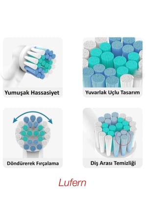 Yüksek Kalite Otomatik Diş Fırçası Başlığı Seti Yumuşak Doku Masaj Temizlik Plak Mükemmel Tasarım