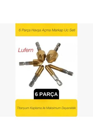 6 Parça Premium Titanyum Kaplama HSS Bits Uçlu Kırılmaz A Kalite Paslanmaz Havşa Açma Matkap Uç Seti