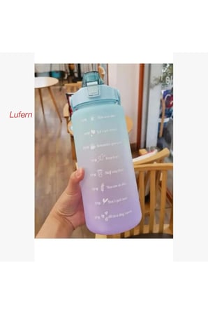 Uzun Ömürlü Günlük Motivasyonel Su Matarası 2 Litre BPA İçermez Geniş Ağzı Zaman Çizelgeli Spor Ofis