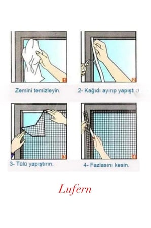 2 Adet Ayarlanabilir Sineklik Cırt Bantlı Yapışkanlı Pratik Pencere Cam Kapı 0,75 cmx1,25 cm 4 mt