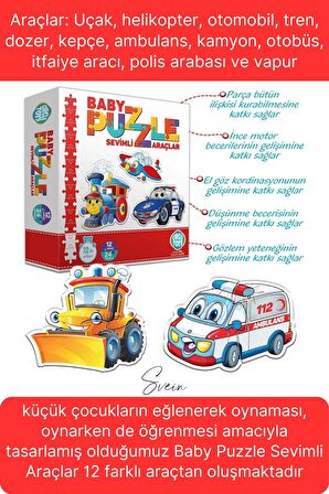 Baby Puzzle Sevimli Araçlar Eğitici Öğretici İnce Motor Beceri Ebeveyn El Göz Koordinasyon