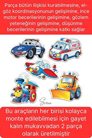 Baby Puzzle Sevimli Araçlar Eğitici Öğretici İnce Motor Beceri Ebeveyn El Göz Koordinasyon