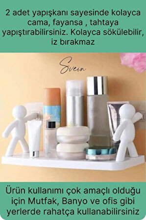 Sevimli İnsan Motifli Banyo Mutfak Ofis Baharat Raf Modern Organizer Düzenleyici Çöp Adam Çok Amaçlı