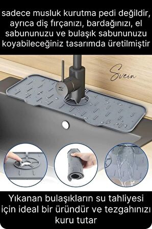 Mutfak Banyo Lavabo Silikon Musluk Arkası Mat Su Tutucu Koruyucu Tezgah Üstü Bulaşık Kurutma Pedi