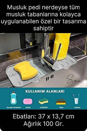 Mutfak Banyo Lavabo Silikon Musluk Arkası Mat Su Tutucu Koruyucu Tezgah Üstü Bulaşık Kurutma Pedi